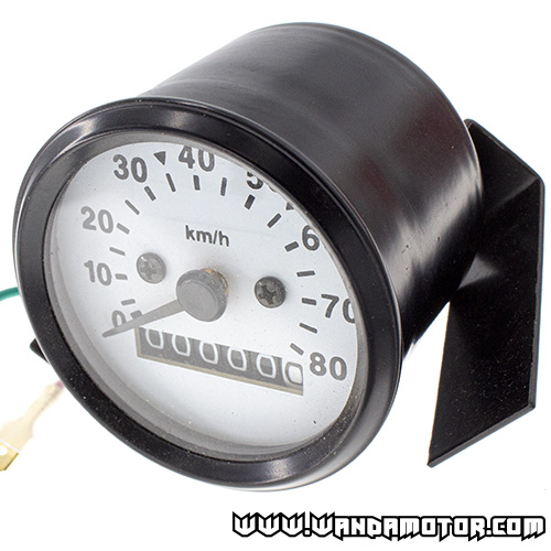 Speedometer universal 60mm 80km/h white